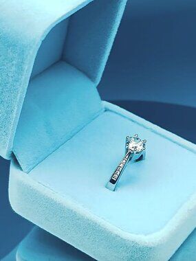 Dayani Lynn Accented Solitaire CZ Sterling Silver Plated Ring Size 5 Gift Boxed